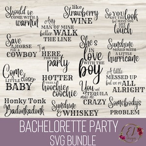 Pacote de camisas SVG para festa de noivado | Música country Bachelorette SVG | Letra de música country SVG para camisas | Camisas de despedida de solteira de Nashville Svg