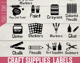 Kids Arts and Crafts Labels | Art Supplies Svg | Craft Room Svg Labels | Playroom Labels SVG | Classroom Labels SVG | Classroom Organization