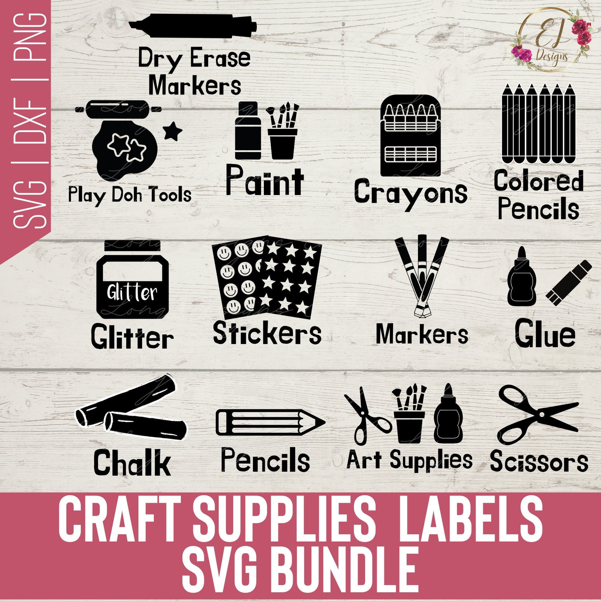 Kids Arts And Crafts Labels Art Supplies Svg Craft Room Etsy