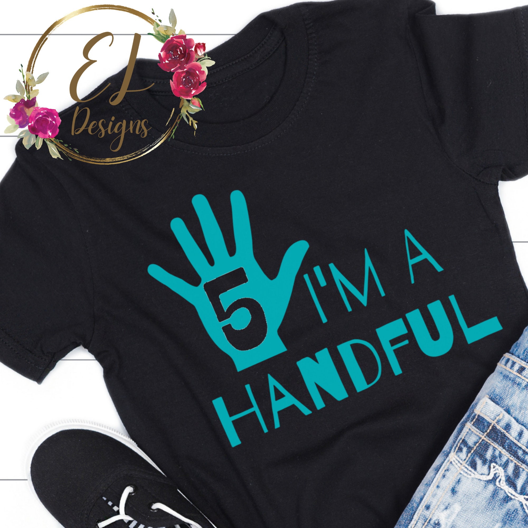 I'm a handful SVG | 5th birthday SVG | 5 year old girl Svg | Funn…