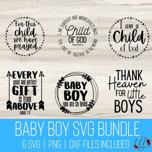 Baby Strampelanzug SVG Bundle | Für dieses Kind haben wir gebetet | Ich bin ein Kind Gottes geschnitten Datei | Jedes Geschenk kommt von oben | Baby Junge, du bist so geliebt