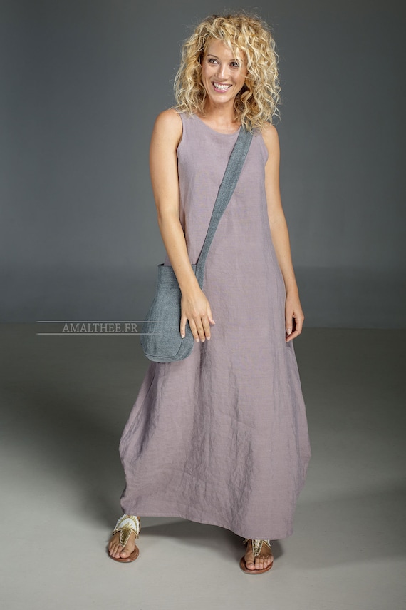 Boho Kleid Olga Langes Kleid Frauen Leinen Kleid Lange Etsy