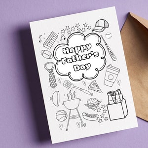 Afdrukbare vaderdagkaart | Kleurkaart | Last Minute Print Downloadbare Instant Download & Print Card voor papa papa