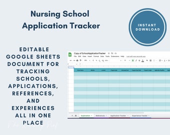 Nursing School Application Tracker, Nursing Application Spreadsheet- Digital Download