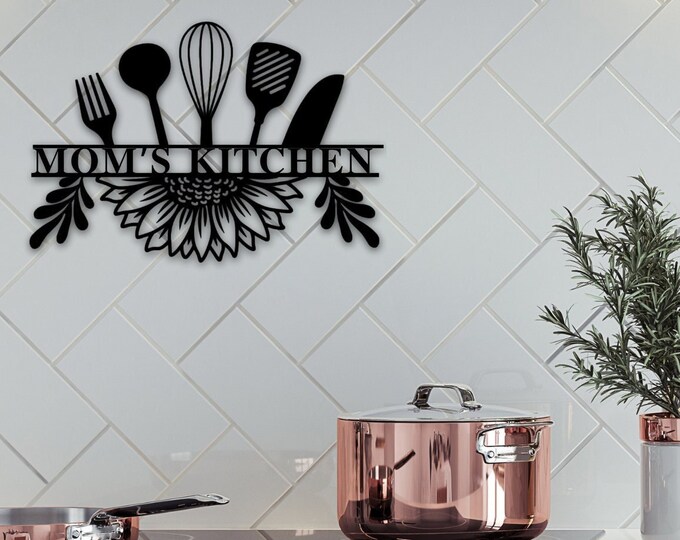 Customizable Mom's Kitchen Metal Sign, Personalizable Kitchen Sign, Kitchen Decor, Personalized Gift, Customized Kitchen Sign,Last Name Sign