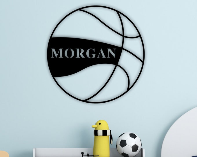 Personalized Metal Basketball Wall Art with Name, Personalized Name Sign, Basketball Name Sign, Custom Basketball Sign, Family Name Sign,