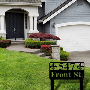 Lawn Mounted Metal Address Plaque, Personalized Metal Address Lawn Sign, Display Your Address and Street Name, Custom House Number Sign Gift