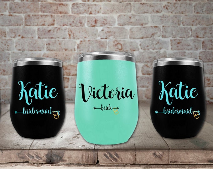 Bridesmaid Gift, Custom Tumbler, Insulated Bridesmaid Tumbler, Wine Tumbler, Gift for Mom, Sorority Gift, Mother's Day Gift, Graduation Gift