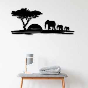 Safari Animals, Sunset Elephant Sign, Africa Metal Wall Art, Nursery Decor, Nursery Decor, Nursery Baby Shower Gift Ideas, Custom Nursery