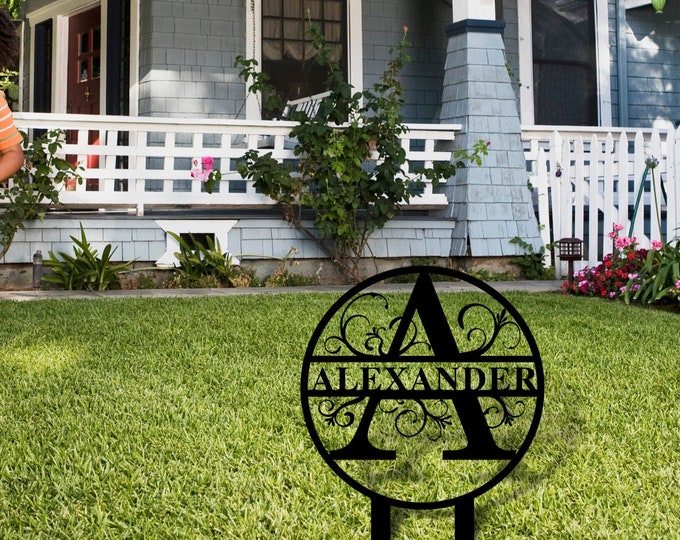 Metal Monogram Yard Sign, Metal Name Sign for Home, Personalized Metal Sign, Custom Family Name Sign, Last Name Sign, Metal Monogram Sign