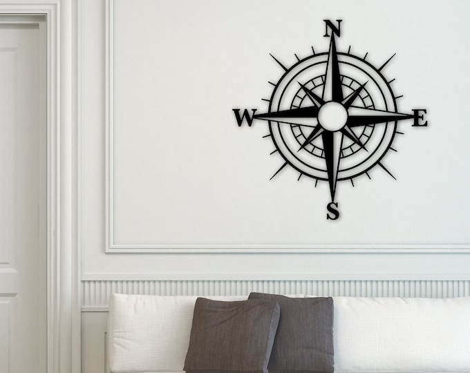 North Star Compass Wall Art, North Star Wall Art, Star Compass For Wall, Vintage Metal Wall Art, Custom Rustic Compass, North Start Compass