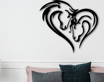 Metal Horse Heart Sign, Metal Horse Decor, Horse Heart Metal Sign, Horse Love Sign, Gift For Horse Lover, Pony Lover Sign, Equestrian Decor