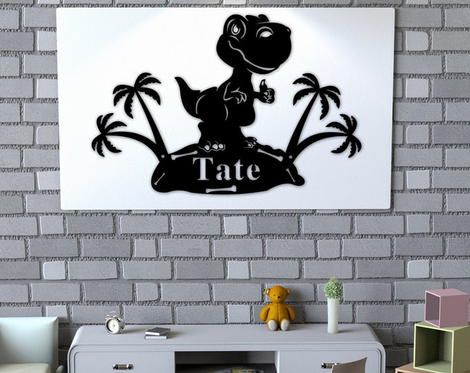 Dinosaur Name Sign. Nursery Decor, Personalized Metal Sign, Metal Name, Personalized Name Sign, Metal Name Sign, Kids Name Sign Dinosaur Kid