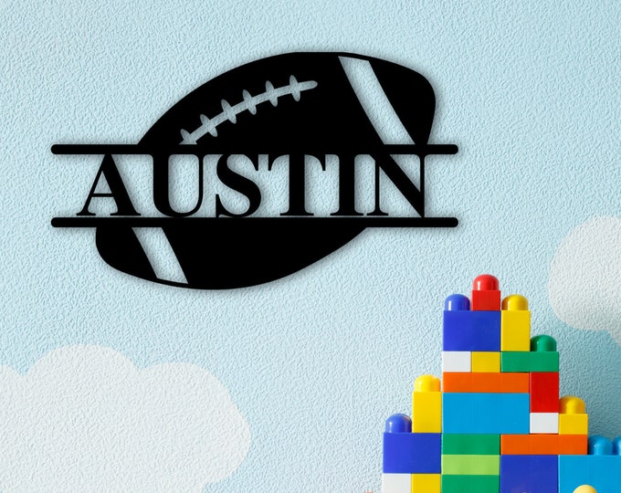 Football Name Sign, Nursery Decor, Personalized Metal Sign, Metal Name, Personalized Name Sign, Metal Name Sign, Kids Name Sign, Sports
