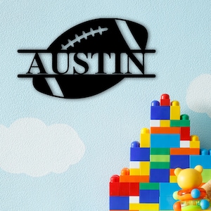 Football Name Sign, Nursery Decor, Personalized Metal Sign, Metal Name, Personalized Name Sign, Metal Name Sign, Kids Name Sign, Sports