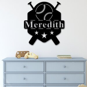 Softball Baseball Name Sign, Nursery Decor, Personalized Metal Sign, Metal, Personalized Name Sign, Metal Name Sign, Kids Name Sign, Sports