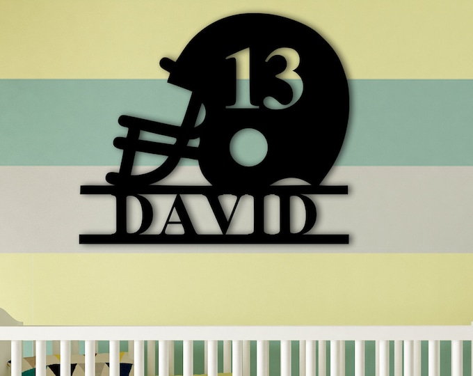 Football Name Sign, Nursery Decor, Personalized Metal Sign, Football Lover Gift, Personalized Name Sign, Metal Name Sign, Kids Name Sign