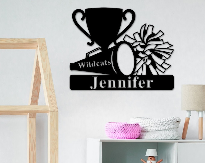 Cheerleading Metal Wall Art, Metal Cheer Decor, Cheerleader Sign, Cheer Name Sign, Cheer Name Sign, Metal Art, Custom Metal, Custom Name