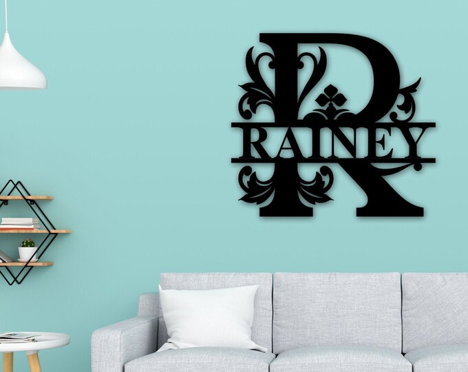 Custom Metal Name Sign, Family Name Metal Sign, Personalized Last Name Sign, Door Hanger, Outdoor Metal Sign, Wedding Gift, Monogram Sign