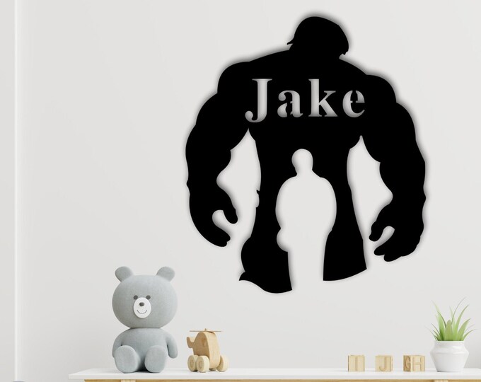 Superhero Hulk Metal Wall Art, Metal Cheer Decor, Hulk Hero Sign, Hulk Name Sign, Hulk Metal Art, Custom Metal, Custom Name, Gifts For Boys