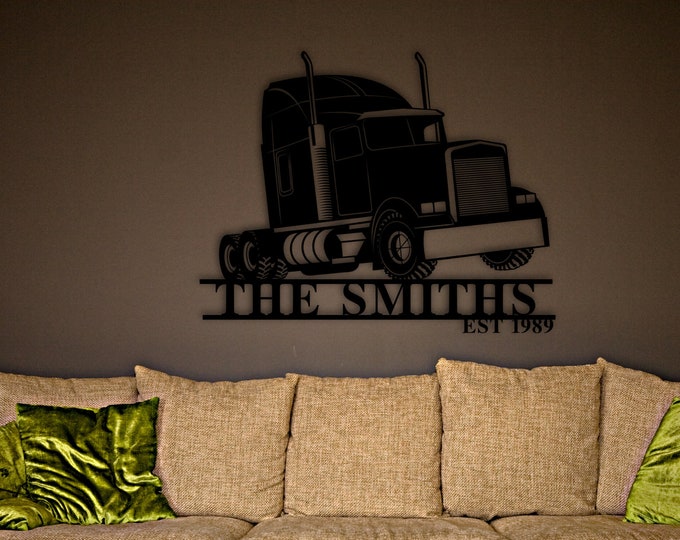 Personalized Trucker Name Metal Sign, Truck Driver Gift, Gift For Truck Driver, Blue Collar Gift Ideas, Eighteen Wheeler Custom Sign, Gift