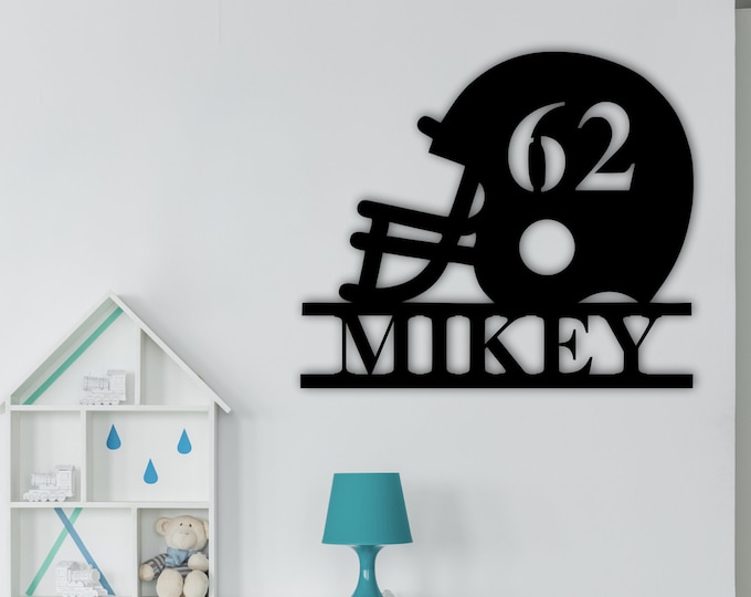 Football Metal Wall Art, Metal Football Decor, Football Sign, Football Name Sign, Sports Name Sign, Metal Art, Custom Metal, Personalized