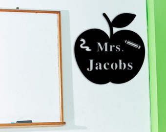 Teacher Gift, Apple Sign For Teachers, Gift For Teacher, Classroom Decor, Unique Teacher Gift, Custom Metal Teacher Sign, Apple Teacher Sign