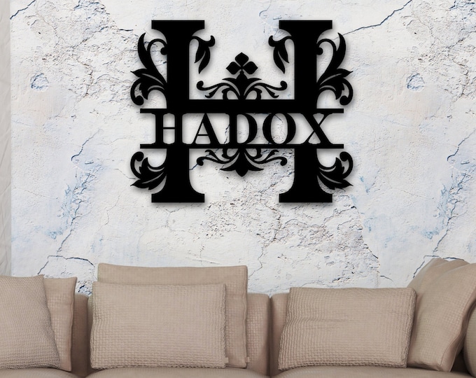 Last Name Metal Sign, Family Name Sign, Personalized Metal Wall Decor, Housewarming Gift, Welcome Sign for Front Porch, Metal Monogram Sign