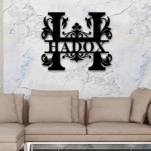 Last Name Metal Sign, Family Name Sign, Personalized Metal Wall Decor, Housewarming Gift, Welcome Sign for Front Porch, Metal Monogram Sign