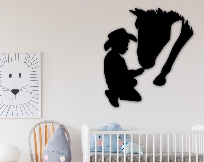 Child Horse Sign, Metal Horse Decor, Horse Heart Metal Sign, Horse Love Sign, Gift For Horse Lover, Pony Lover Sign, Equestrian Decor