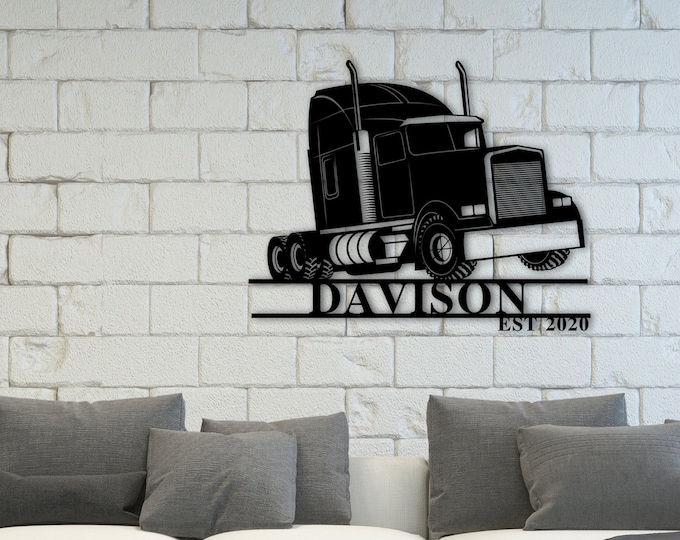 Personalized Trucker Name Metal Sign, Truck Driver Gift, Gift For Truck Driver, Blue Collar Gift Ideas, Eighteen Wheeler Custom Sign, Gift