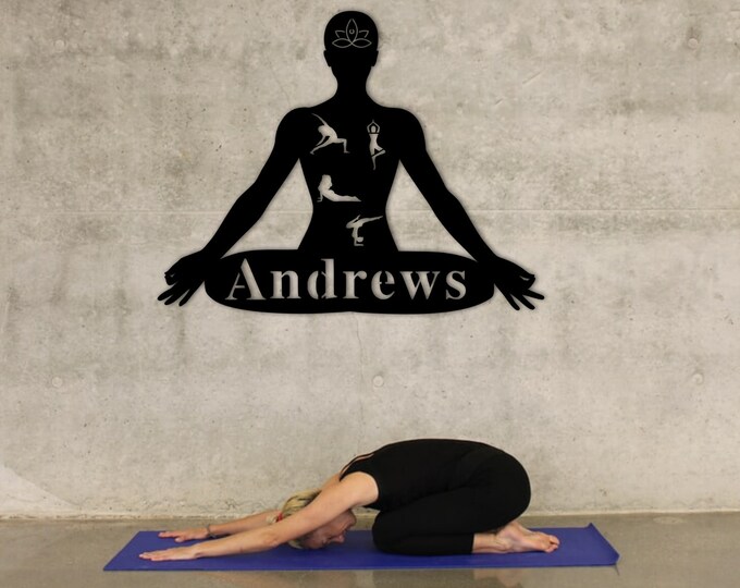 Personalized Home Yoga Studio, Personalized Metal Sign, Yoga Decor Wall Art, Yoga Business Name Sign, Custom Yoga Lover Gift Ideas, Yoga