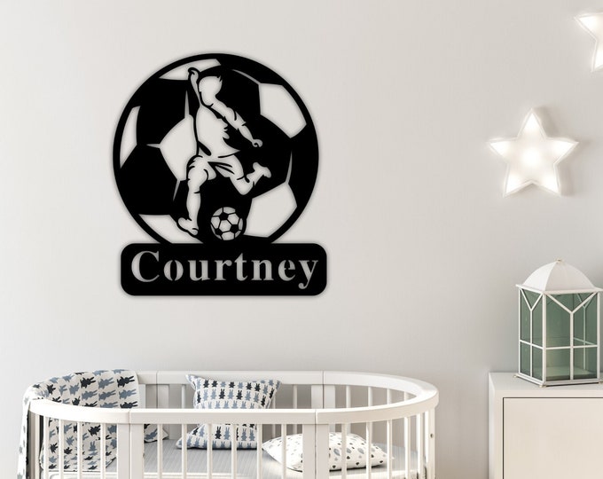 Soccer Metal Wall Art, Metal Sports Decor, Soccer Sign, Soccer Name Sign, Sports Name Sign, Metal Art, Custom Metal, Custom Name
