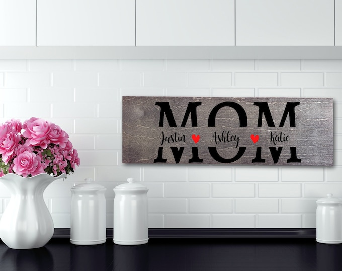 Personalized Mom Gift, Personalized Gift for Mom, Custom Gift for Mom, Custom Mom Sign, Mom Wood Sign, Custom Mom Gift, Mom Wooden Sign Mom