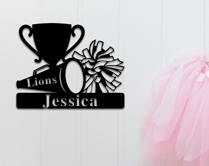 Cheerleading Name Sign, Nursery Decor, Personalized Metal Sign, Metal, Personalized Name Sign, Metal Name Sign, Kids Name Sign, Cheer Sports