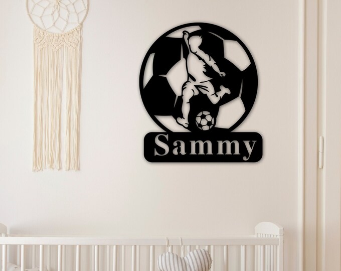 Soccer Name Sign, Nursery Decor, Personalized Metal Sign, Metal Name, Personalized Name Sign, Metal Name Sign, Kids Name Sign, Sports