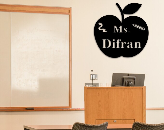 Teacher Appreciation Gift, Teacher Gifts With Name, Classroom Decor, Teacher Sign, Teacher Apple Sign, End Of The Year Teacher Gift Ideas