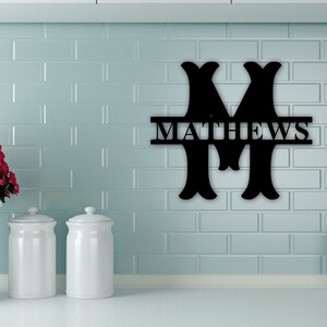 Custom Family Name Metal Sign, Initial Sign, Metal Monogram Sign, Door Hanger, Last Name Sign, Metal Wall Art, Metal Decorative Wall Art
