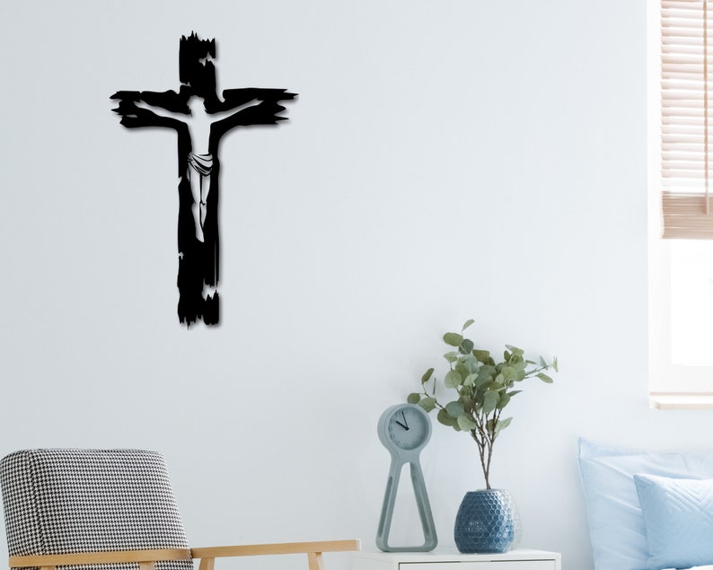 Jesus Cross Metal Wall Art Religious Wall Decor Cross Wall Etsy