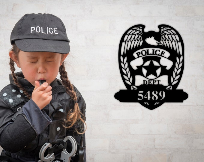 Personalized Police Officer Metal Sign, Sign For Cop, Sheriff Deputy Sign, Custom Gift For Cop, Personalized Family Name Sign, Gift For Cops