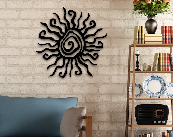 Hippie Fun Wacky Sun, Unique Sun, Metall Wall Garden Outdoor Spiral Decor Art, Metal Wall Art, Hippy Home Decor, Garden Art, Garden Decor