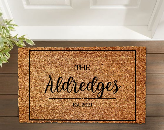 Family Name Dots Welcome Doormat, Housewarming Gift, Wedding Gift, Custom Doormat, Personalized Doormat, Closing Gift, Front Door Mat