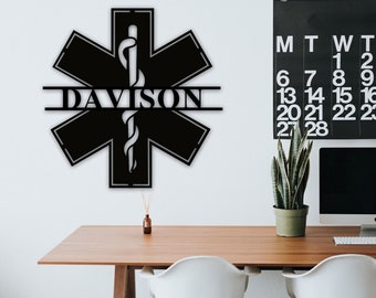 Custom Metal Sign For Paramedic, EMT Gift Ideas, Medical Field Home Decor, Personalized Family Name Sign, Custom EMS Gift, First Responder