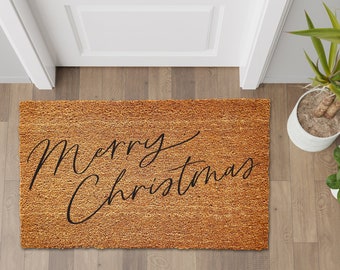 Merry and Bright doormat, Christmas decor, personalized doormat, holiday doormat, welcome mat, front doormat, winter decor, custom doormat