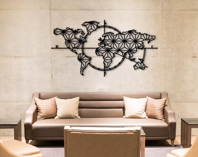 Metal World Map, World Map, Metal Wall Decor, Metal Wall Art, Steel World Map, World Map Interior, Weltkarte, Carte Du Monde Metal, Metall