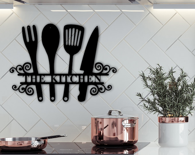 Personalized Metal Kitchen Sign, Metal Sign For Kitchen, Indoor/Outdoor Kitchen Decor, Custom Kitchen Name Sign, Restaurant Name Sign, Gift