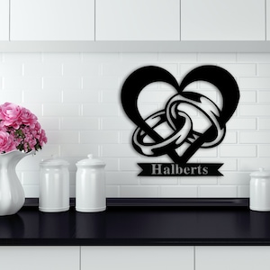 Personalized Family Name Monogram Sign, Metal Monogram Sign, Monogram Initial & Name Sign, Housewarming Gift, Wedding Gift, Door Hanger Sign