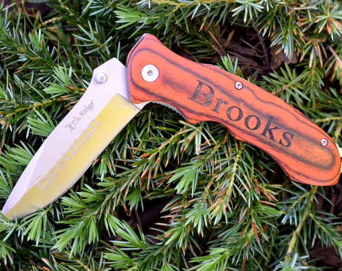 Engraved Pocket Knife, personalized pocket knife, knife, gift for hunter, gift for him, gift for dad, engraved hunting knife, custom knife