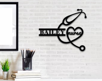 Personalized Nurse Sign, Nurse Wall Decor, Personalized Nurse Gift, Nurse Graduation Gift, Nurse Door Hanging Monogram Sign, LPN, RN