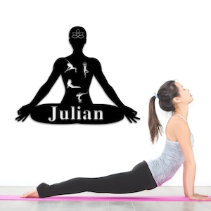 Personalized Yoga Workout Sign, Custom Metal Name Sign, Personalized Home Yoga Sign, Custom Metal Yoga Decor, Yoga Sign, Home Yoga Studio